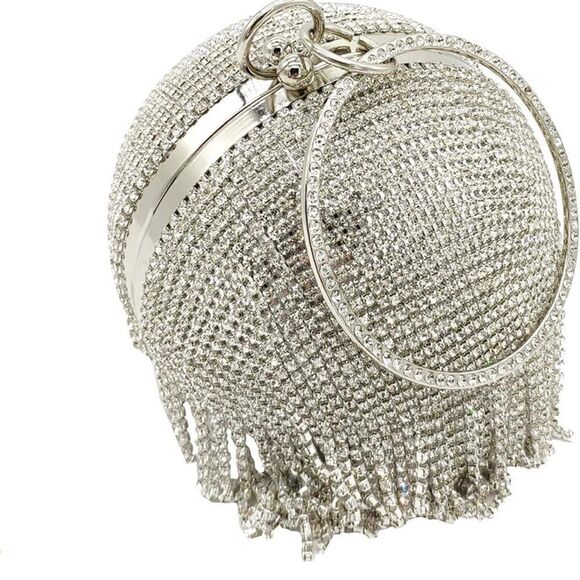 Dazzling Crystal Fringe Ball Bangle Clutch Purse • NWOT - Picture 5 of 13